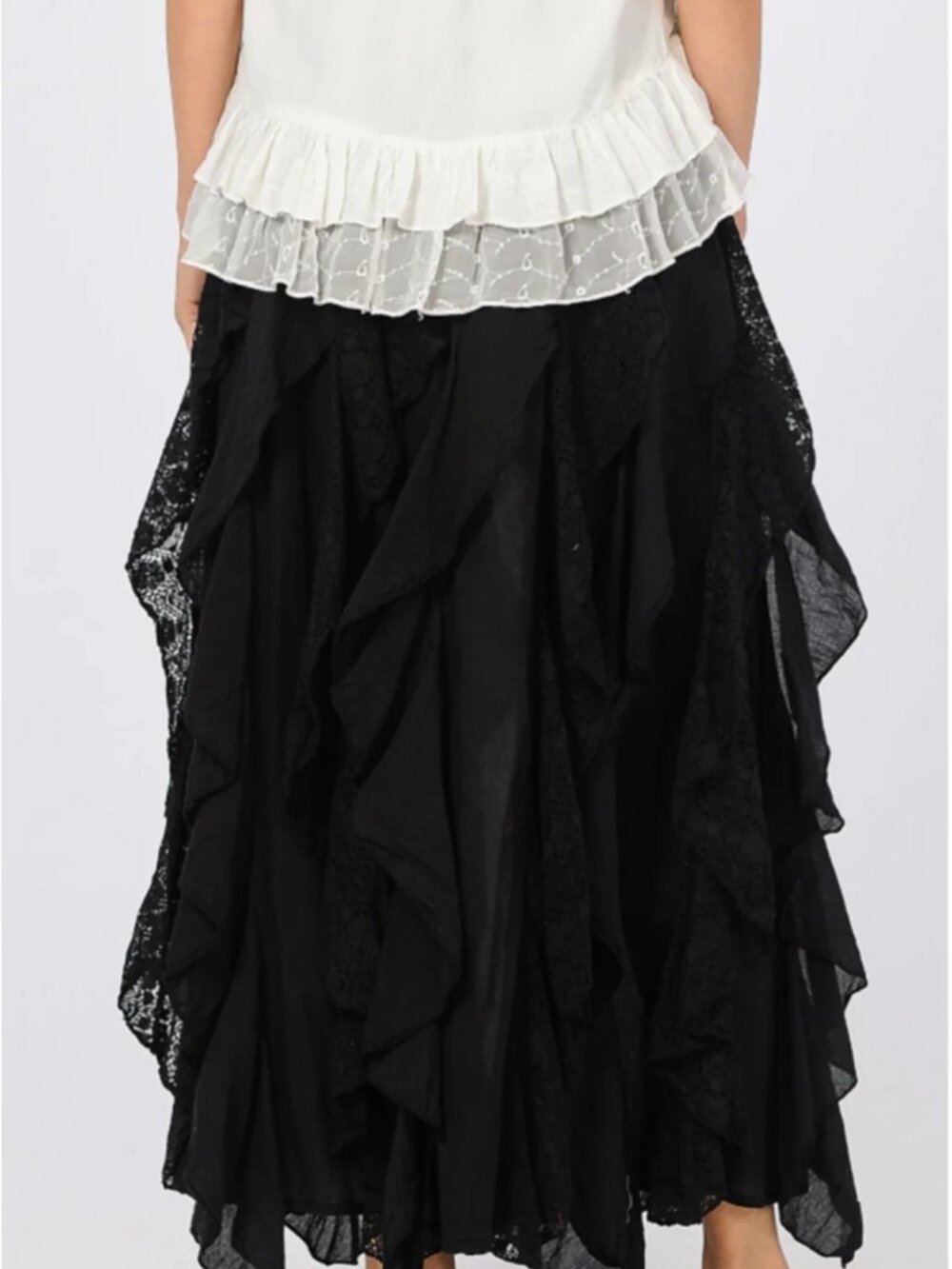 cute options ruffled long boho goth lace maxi yoga skirt